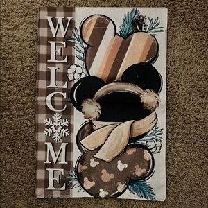 NWT Brown and Black Welcome Sign with Mickey Ears